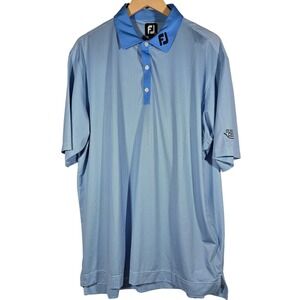 FootJoy Golf Polo Shirt Mens XL Blue White Gingham Check‎ Short Sleeve
